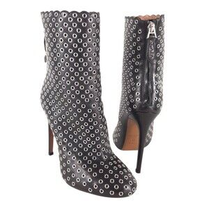 Alaia Eyelet Embellished Bombe Ankle Boots US 7 EU 37 Womens Black $1640